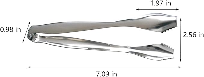 Ice Tongs for Bar Bucket Silver Cube Tongs Small Solid Copper Press Steel Ice Gripper Ideal for Ice Balls Sugar Cubes 7Inch Stainless Steel Tongs for Cocktail Kitchen Use