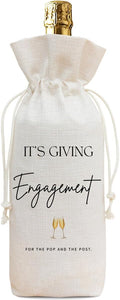 Buildinest Engagement Wine Bag, Engagement Gifts for Couples Women, Bride To Be Gifts, Engagement Party Decorations Favors, Reusable Wine Gift Bag for Engaged Couple Fiance Gifts-A13