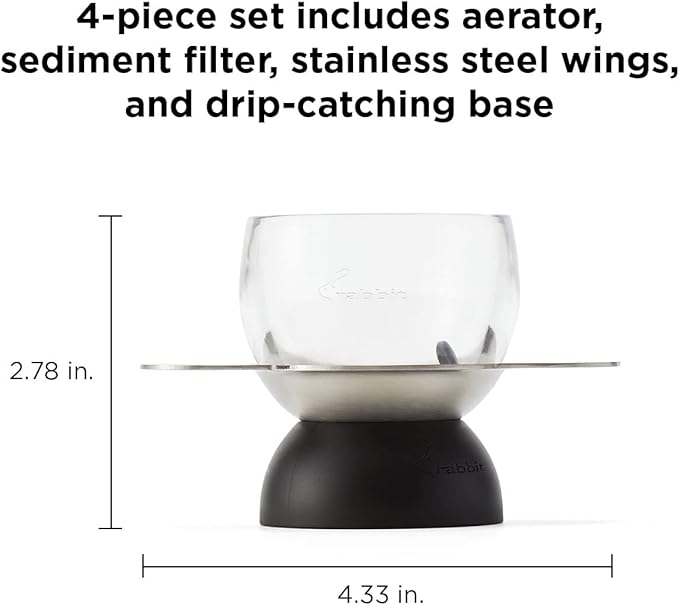 Rabbit Wine, Wine Aerator with Sediment Strainer and Stand, Hand-Free Wine Decanter for Red Wine Lovers, 3.35 x 3.35 x 5.6 IN