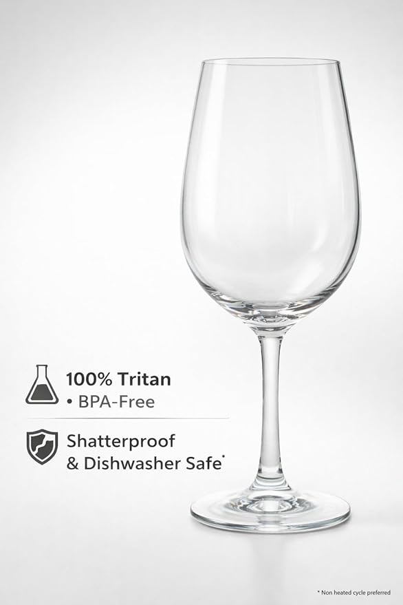 Unbreakable Stemmed Wine Glasses, 20 oz Large (Set of 2) – Shatterproof Tritan Plastic Goblets, BPA-Free & Dishwasher Safe, Elegant Wine Glasses for Indoor & Outdoor Use