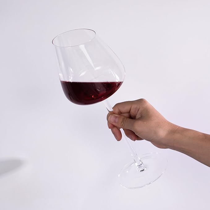 KAMMAK Wine Glasses Set of 2, 16.06 oz Hand Blown Crystal Bordeaux Wine Glasses, Thin Rim & Long Stem, Perfect for Red & White, Daily Use, Wedding or Birthday Gift with Gift Box, XH-H280 Matte