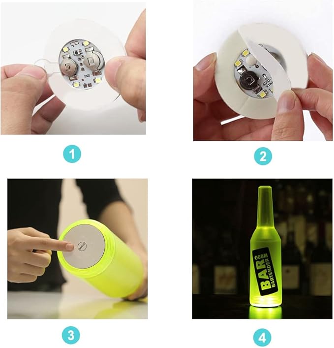 12Pcs LED Coaster, LED Sticker Lights, LED Bottle Lights Cup Holder Lights for Wine Liquor Bottle, Bottle Sparklers for Champagne, Party, Bar, Cold White