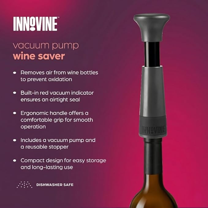 Innovine Red Wine Pro 4-Piece Wine Tool Gift Set – Adjustable Wine Aerator with Stand, Double-Hinged Corkscrew & Vacuum Wine Saver with Stopper – Complete Red Wine Opening, Aeration & Preservation Kit