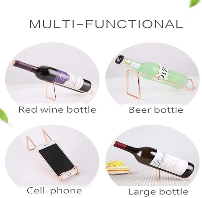 ARFUKA Countertop Wine Rack Tabletop Wine Holder Freestanding Stainless Steel Wine Stand Wine Bottle Holder Perfect Wine Gifts for Wine Lovers Rosegold