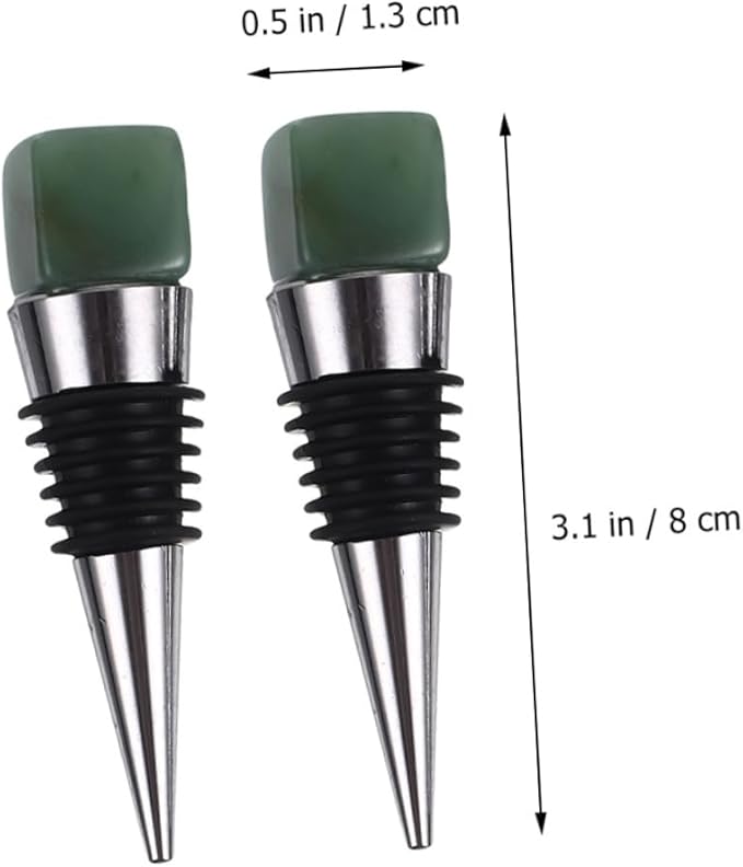 2pcs Cork Beverage Lids Wine Covers for Wine Bottles Keeping Fresh Bottle Tops Electric Tote Wine Cooling Stick Holders Drink Bottle Openers Tumbler Green Crystal Agate Jade