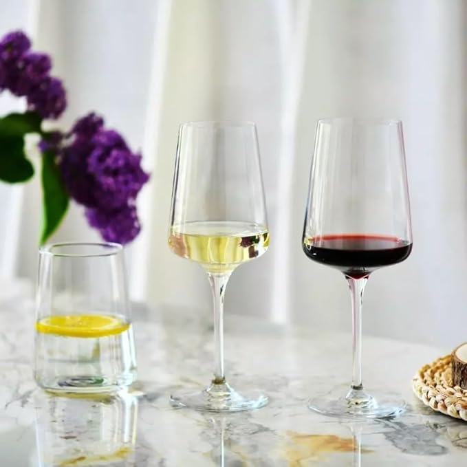 Krosno Red Wine Glasses | Elegant Design | Set of 6 | 16.9 oz | Infinity Collection | Ideal for Home, Restaurants and Receptions | Dishwasher Safe | Lead-Free Crystal Glass