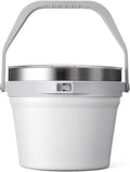 COKTIK 7L Insulated Ice Bucket with Lid，Double Wall Vacuum Stainless Steel Beverage Bucket Keeps Frozen Longer，Holds 6 Longnecks or 3 Bottles of Wine，for hot food, Large Parties(No Accessories, White)