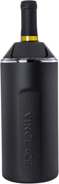 Vinglacé Wine Bottle Chiller- Portable Champagne Insulator- Stainless Steel Wine Cooler Sleeve - Keeps Wine Cold (Black)