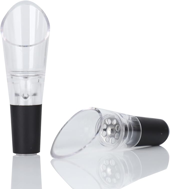 Wine Aerator Pourer | Premium Aerating Spout and Decanter Set - Improve Taste and Smell Immediately,Perfect Wine Gift(2PCS)- Black