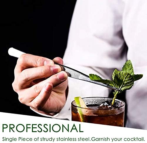Tongs Tweezers - 12 Inch / 30cm Long Food Tongs Straight Serrated Forceps Cocktail Tweezers Bar Tool Gold