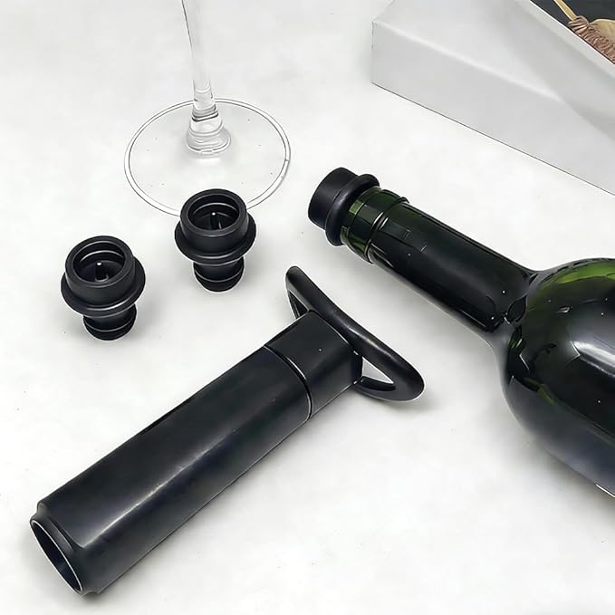 Wine Saver Vacuum Pump with 4 Stoppers, Wine Stopper & Preserver, Reusable Bottle Sealer Keeps Fresh, Ideal Accessories Gift for Wine lover