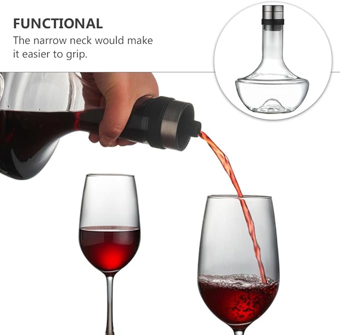 SUPVOX 1000ml Handheld Glass Wine Decanter Brandy Decanter Fast Aerator Drink Distributor for Bar and Home Use