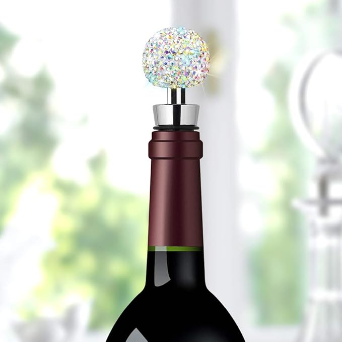Soleebee Bling Decorative Wine Stoppers,Wine Bottle Stopper with Crystal Rhinestone, Beverage Bottle Stoppers for Gifts, Bar, Holiday Party, Wedding (AB)