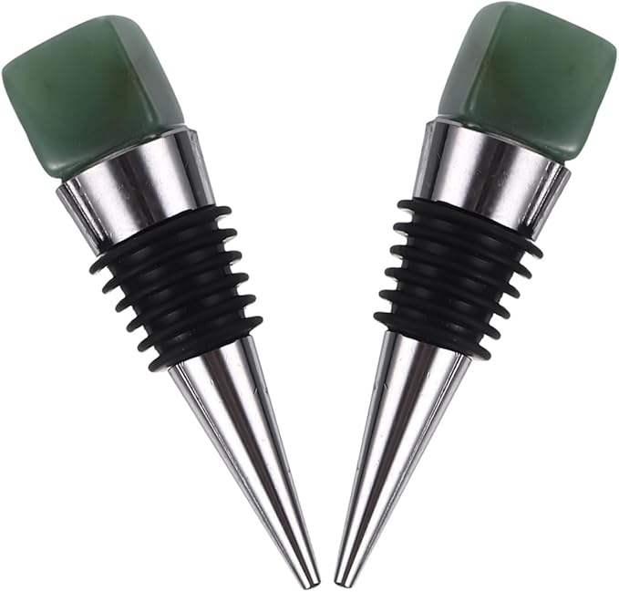 2pcs Cork Beverage Lids Wine Covers for Wine Bottles Keeping Fresh Bottle Tops Electric Tote Wine Cooling Stick Holders Drink Bottle Openers Tumbler Green Crystal Agate Jade