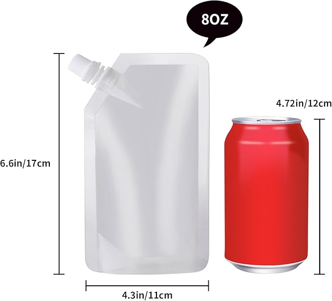 OHMAXHO Plastic Flasks for Liquor Hidden,Drink Pouches for Adults Alcohol,Reusable Juice Pouches,Rum Runners for Cruise Leak-Proof Set,Concealable Booze Bags for Travel(8OZ-16PCS)