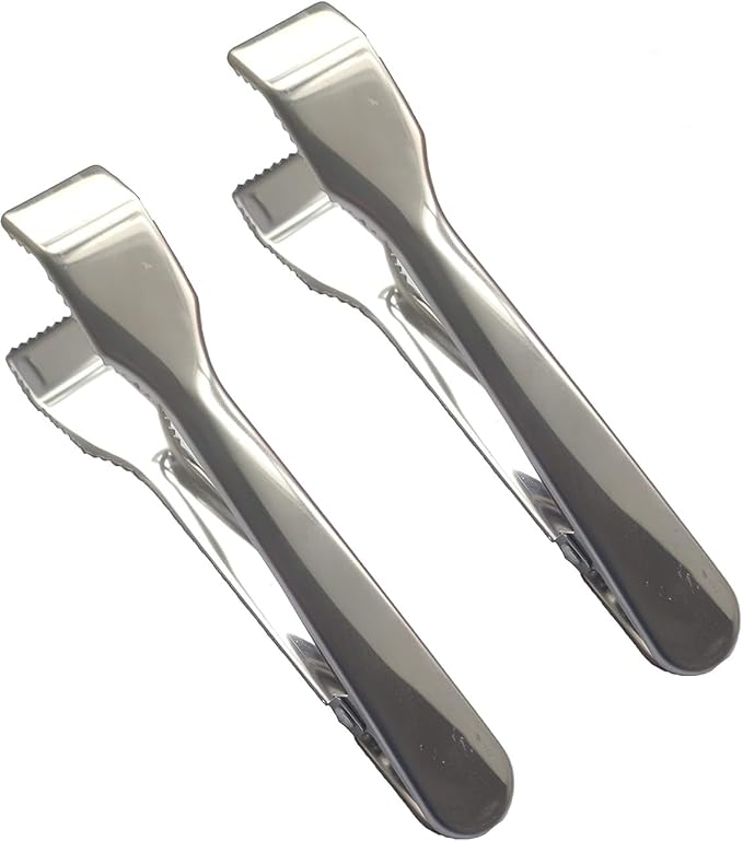 2 Pack Ice Tongs 7 Inch Stainless Steel Small Tongs with Sharp Serrated Teeth Non Slip Grip Ice Cube Tongs for Ice Bucket Small Cubes Cube Sugar Coffee Bar Cocktail Finishing