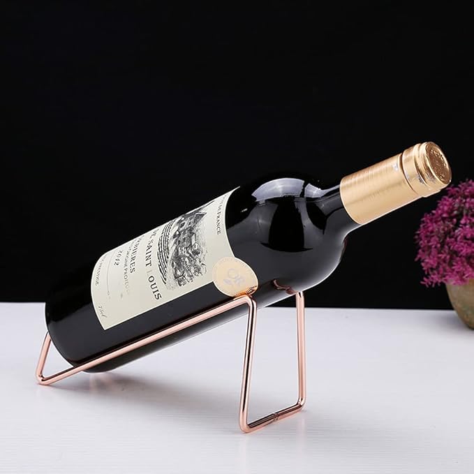 4Pcs Simple Wine Rack, Tabletop Display Holder for Bottles, Gift for Kitchen Home Decoration (Rose Gold)