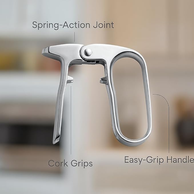HIC Kitchen Bar Champagne Opener, Spring-Action Design, Easy Removal For Natural And Synthetic Champagne Corks, Sparkling Wine Accessory