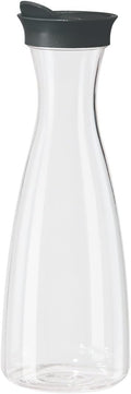 OGGI Clear Carafe w/Flip Open Lid - Ideal Juice Bottle, Clear Pitcher with Lid, Tea Pitcher, Water Carafe, 1.6 Lt(54Oz), Black