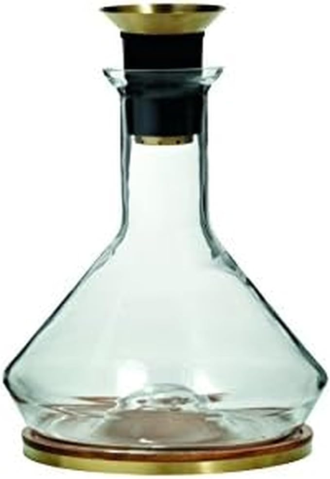 RBT Decanter with Wood Coaster and Micro-Perforated Aerator,Clear