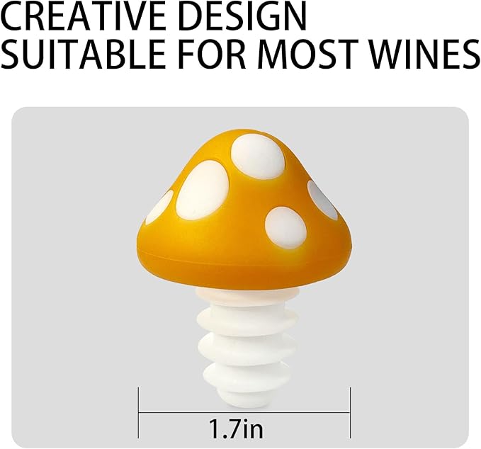 Orange Mushroom Wine Stoppers Bottle Plug Wine Bottle Stoppers Accessories Kitchen Gadgets Kitchen Gift Set Creative Gifts Halloween Mushroom Decoration -2pcs Bottle Stoppers