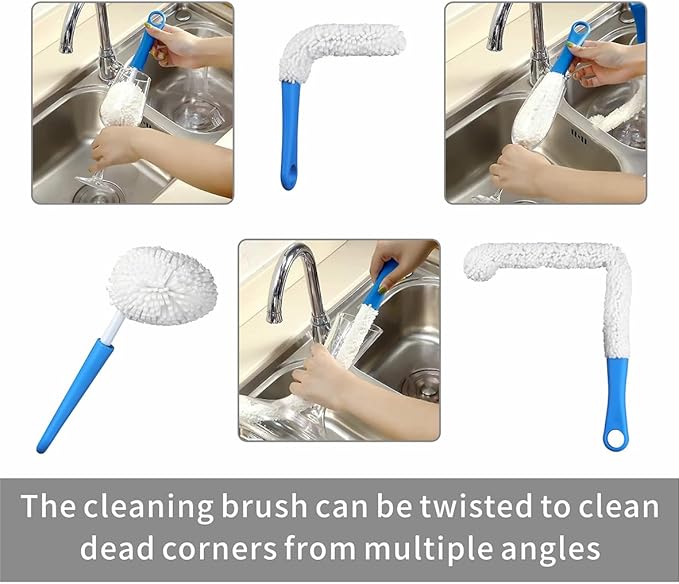 Wine Decanter Drying Stand with Cleaning Brush and Decanter Cleaning Beads,Wine Decanter Drying Rack with Rubber Coated Top to Prevent Scratches.Decanter Cleaner for Standard Large Wine Decanters.