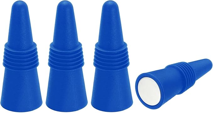 MECCANIXITY 4Pcs Wine Stoppers High Temp Silicone Plug T Shaped Wine Bottle Stopper Wine Outlet Cap Bottle Cover, Dark Blue