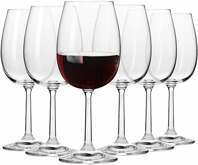 Krosno Red Wine Glasses 390ml - Set of 6 - Pure Collection - Lead-free Crystal Glass - Elegant Design and Timeless Style