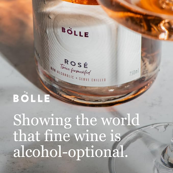 BOLLE Sparkling Rosé - Non Alcoholic Wine - Alcohol Free Sparkling Rose Wine, Award Winning Dry Fresh Red Berry Profile, Champagne Alternative, Zero Proof Champagne Style - 750ml