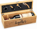 Personalized Wine Gift Set with Engraved Wooden Box – Custom Wine Accessories Kit, Wedding, Anniversary, Housewarming Gift for Couples, Wine Lovers
