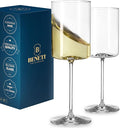 BENETI Superlative Edge Wine Glasses Square [Set of 2] White & Red Wine Goblets, Premium Clear Glass Bordeaux Wine Glasses Large Bowl Stemware Wine Blown Glasses Nice Packaging [14 Ounce]