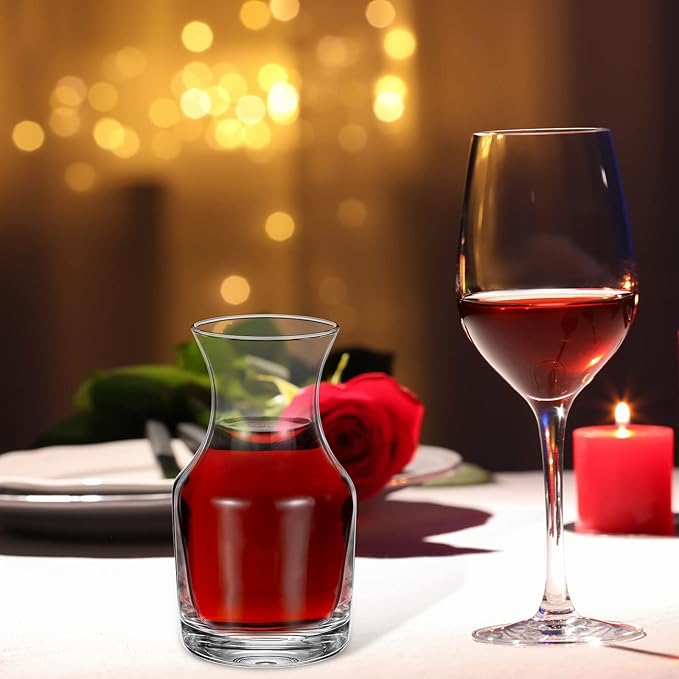 Remagr 6 Pack Single Serving Wine Carafe Glass Small Mini Carafe Individual Wine Refill Decanter for Dinner Parties Tastings Bars Restaurants (6.5 oz)