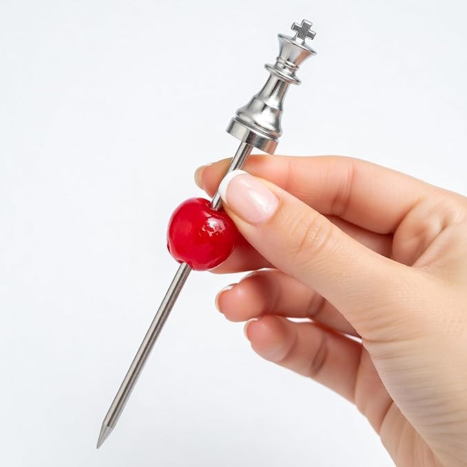 Homestia Metal Chess Cocktail Picks, 6 Pcs 4.7 Inch Reusable Stainless Steel Chess Metal Toothpicks for Appetizers Sandwich Fruit Skewers Martini Picks Stick for Party Holiday Supplies