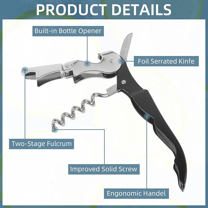 48 Pack Colorful Corkscrew Wine Openers Upgraded Heavy Duty Stainless Steel Wine Opener Bulk Double Hinged Wine Key for Serves Waiters Bartenders Party Wine Opener Favor (Colorful)