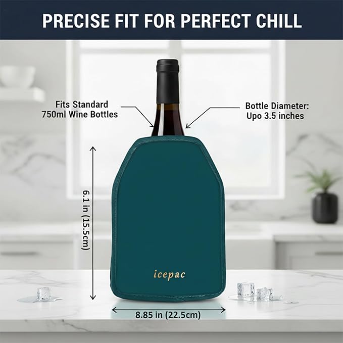 Wine Cooler Sleeve, Wine Bottle Gel Cooler Sleeve Freezer Chiller, Long Lasting Keep Wine Cool and Chill Sleeve for Prosecco Champagne Beer Wine Bottles(1PCS Blackish green)