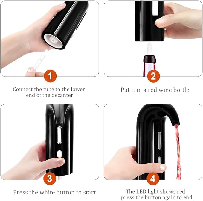 Electric Wine Aerator,Wine dispenser,Aeration and Decanter Wine Pourer,Red White Wine Accessories,Father's Day Wine Gifts for Men-Black