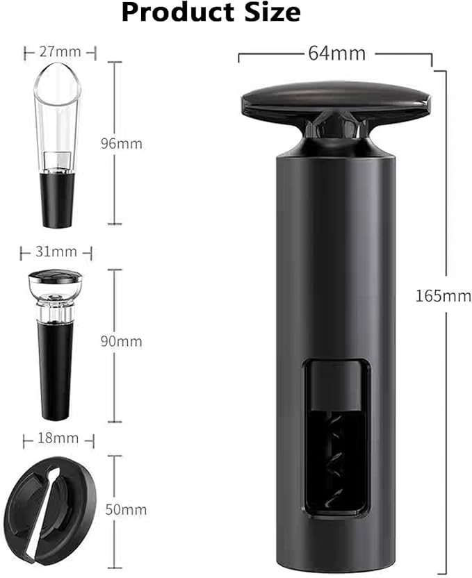 Wine Saver Vacuum Pump Set, Original Wine Saver, Black Wine Preserver Pump for Red or White Wine, Manual Air Remover System