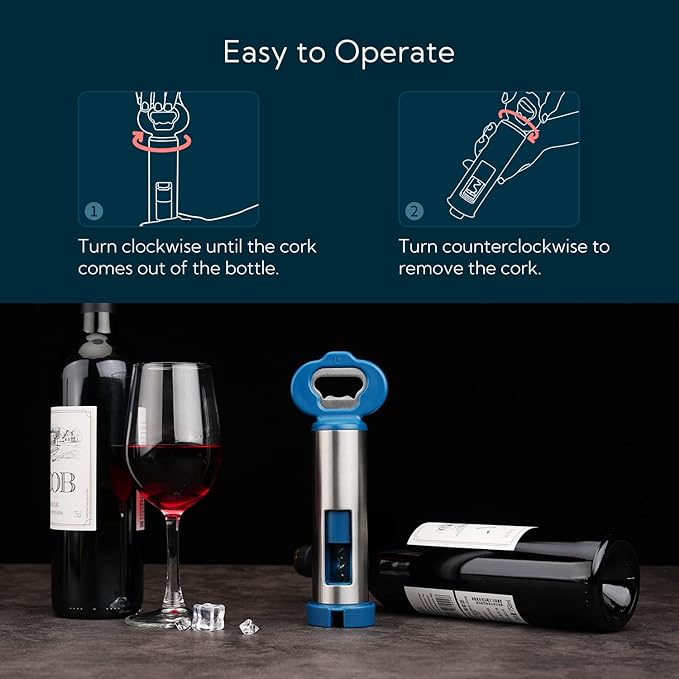 KITCHENDAO 3 in 1 Wine Bottle Opener Corkscrew with Foil Cutter, Beer Bottle Opener with Magnetic Cap Catcher, Works Easily Like Electric Opener, Wine Corkscrew, Gifts for Men and Women