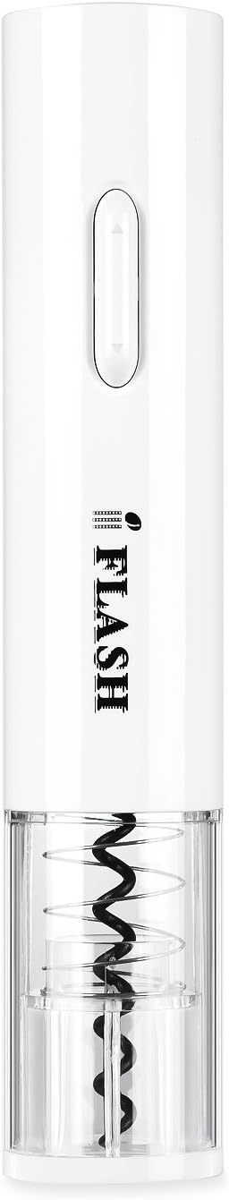 [Electric Automatic Style] iFlash Electric Wine Bottle Opener - Premium Quality Material with Cordless Design - AA Battery Powered - Unique Transparent Shell - Professional Foil Cutter Included -White