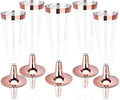 BUCALA 100 Pack Plastic Champagne Flutes - 5OZ Plastic Champagne Glasses With Rose Gold Rim - Premium Quality Disposable Cups - Ideal for Mother's Day/Parties/Weddings