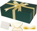 YINUOYOUJIA Large Green Gift Boxes with Lid,14"x9"x4.5" Magnetic Gift Box with Ribbon,Cards and Envelopes for Presents,Great for Wedding,Birthdays,Crafting,Gift Packaging.
