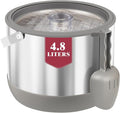 5QT/4.8L Insulated Ice Bucket for Parties, Large Capacity Double-Wall Beverage Bucket with Scoop & Lid for Champagne, Wine, Cocktail (Gray)