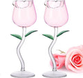 Rose Wine Glasses Set of 2 Creative Wine Goblet Champagne Flutes Classy Red Wine Glass, Ideal Gifts for Housewarming, Wedding, Birthday Celebrations