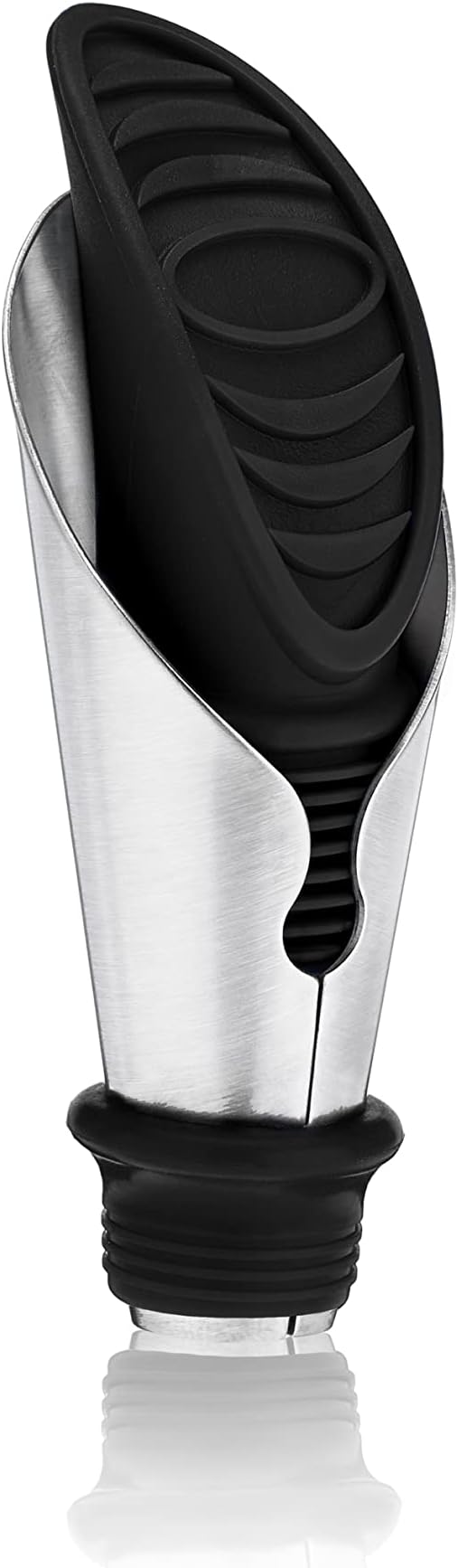 TRUE Duo Wine Pourer and Stopper, Bottle Sealer, Drip Free Pourer, Wine Cork Spout, 2-Piece Design, Silicone and Stainless Steel