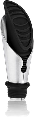 TRUE Duo Wine Pourer and Stopper, Bottle Sealer, Drip Free Pourer, Wine Cork Spout, 2-Piece Design, Silicone and Stainless Steel