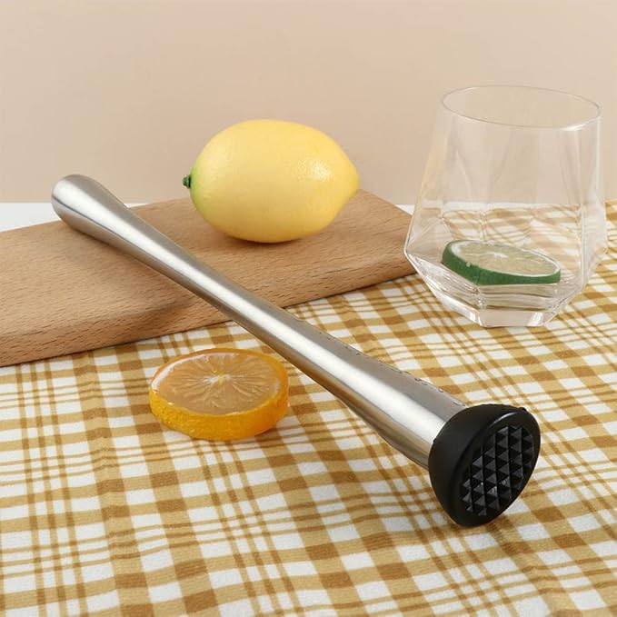 Vctitil Stainless Steel Cocktail Muddler and Mixing Spoon,Home Long Stainless Steel Masher,DIY Drink Wine Juice Barware Mixer Tool(11.5inch)