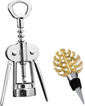 Premium Zinc Alloy Wing Corkscrew Wine Opener Set - Upgraded Cork Screw for Effortless Opening, Ergonomic Non-Slip Handle & Multifunctional Bottle Opener with Stopper