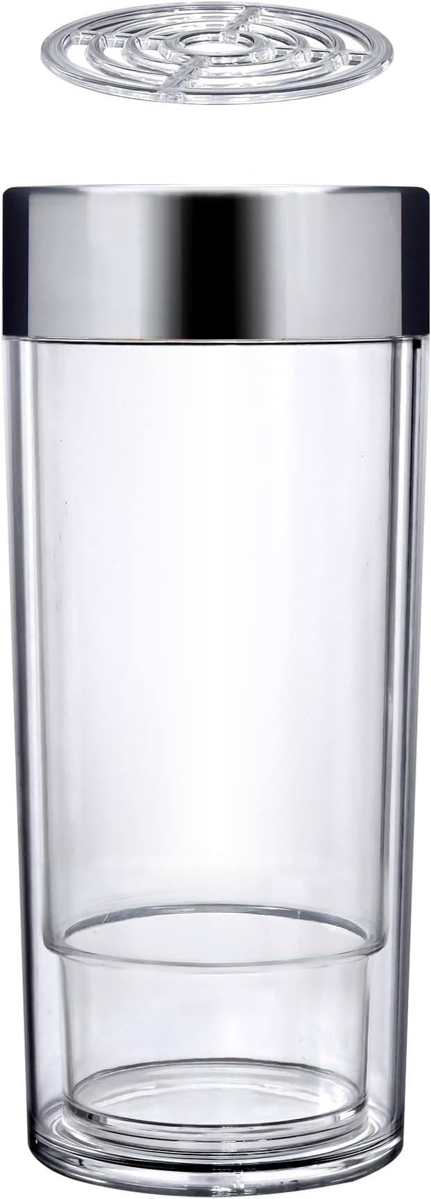 Amazing Abby - VinoChill - Acrylic Double-Wall Wine Chiller with Ice Chamber, Clear Plastic Insulated Champagne Bucket with Enhanced Cooling Bottom, Great for Party, Dinner, and Outdoor Entertaining