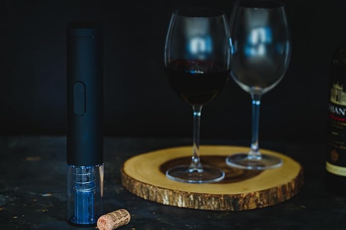 BarCraft Electric Corkscrew Wine Opener with Foil Cutter, Black, 26.5 x 4.5 cm