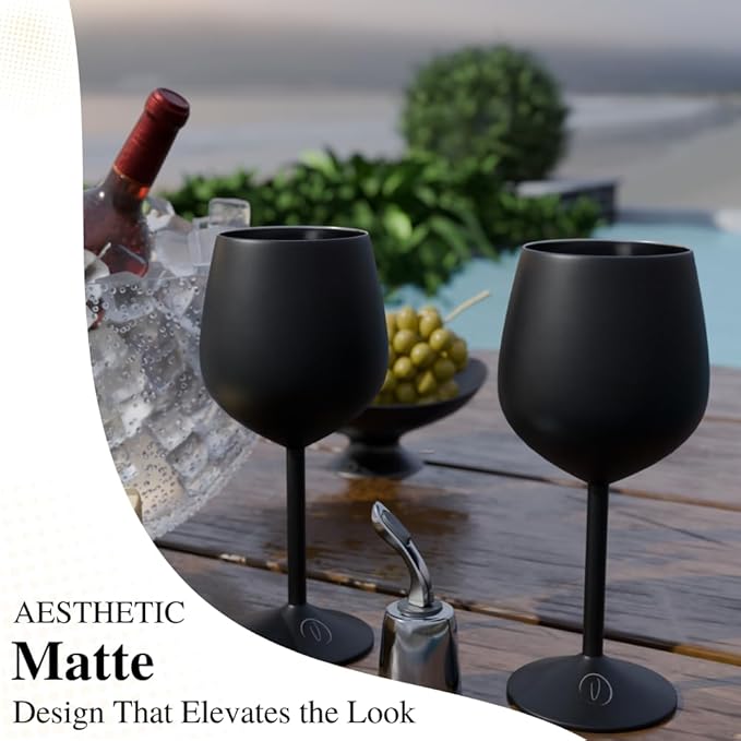 Mother’s Day Gift for Mom – Set of 2 Black Stainless Steel Wine Glasses, 17oz Engraved Goblets with Bottle Stopper, Unbreakable Elegant Wine Cups, Gift for Women, Wife, Mom, Sister